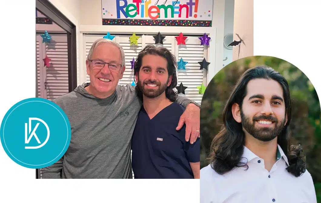 Dr. John Herschleb with Dr. Soroush Ghaffarpour at a retirement celebration at Kentfield Dental