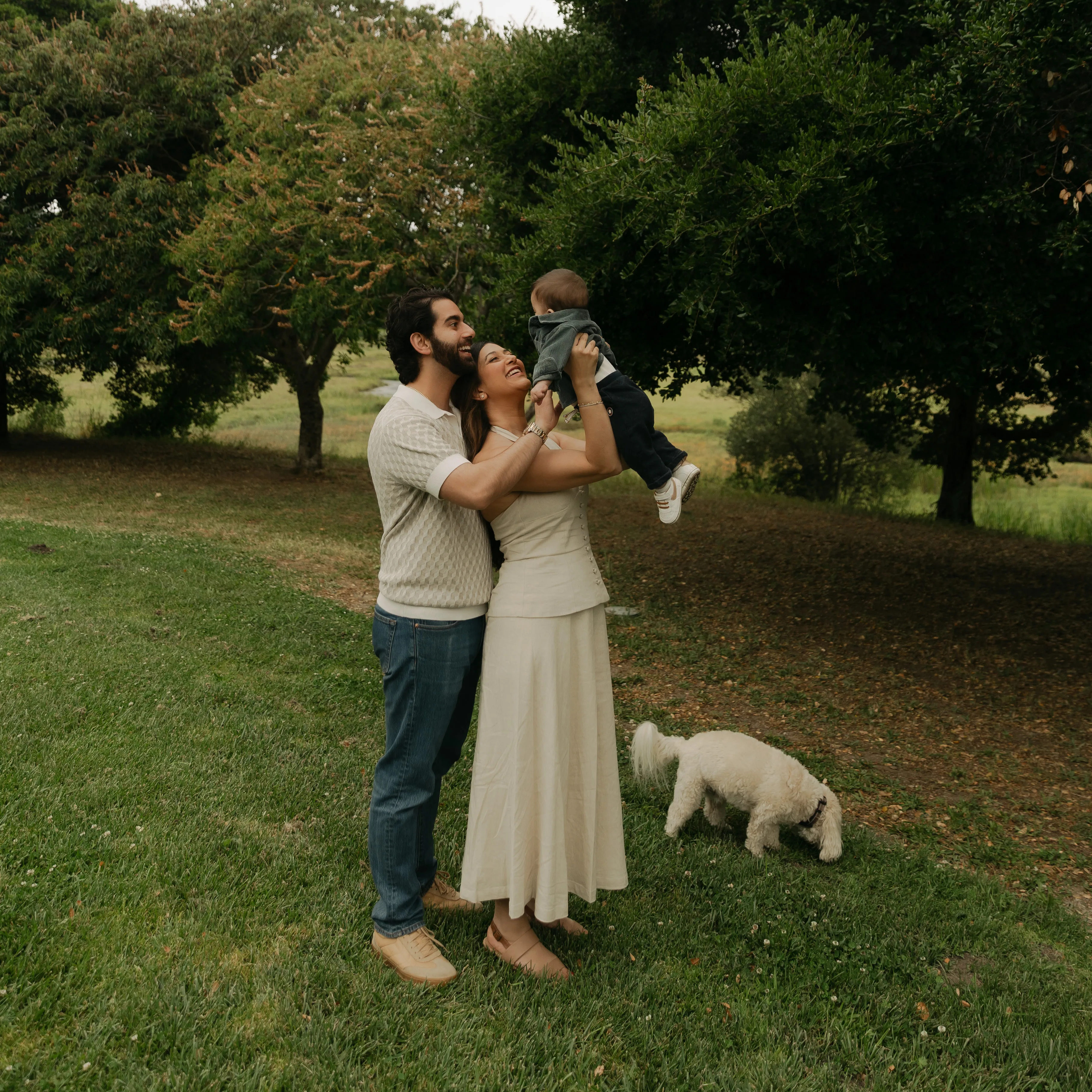 Dr. Soroush Ghaffarpour with his wife Ana, their son Adrian, and their dog in Marin